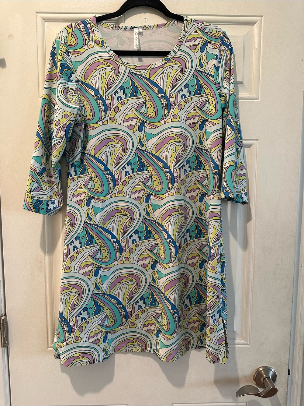 Lulu-B Multicolor Paisley Midi Dress — Teal, Yellow, Lavender, Pink